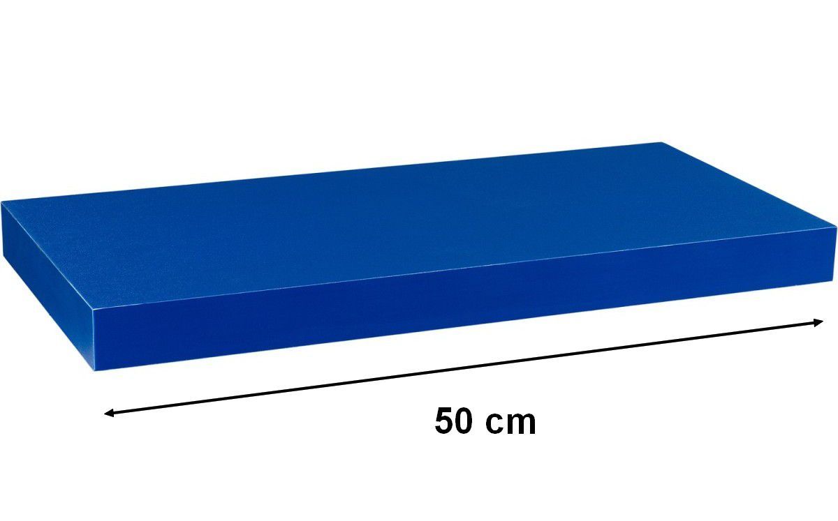 Menší nástěnná polička do interiéru, modrá, 50 cm