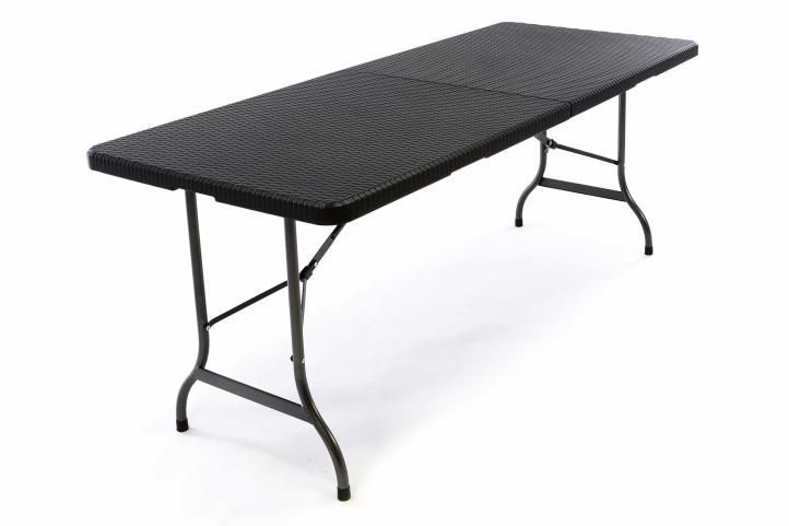 Přenosný skládací zahradní / pivní set, stůl + 2 lavice, černá, 180 cm