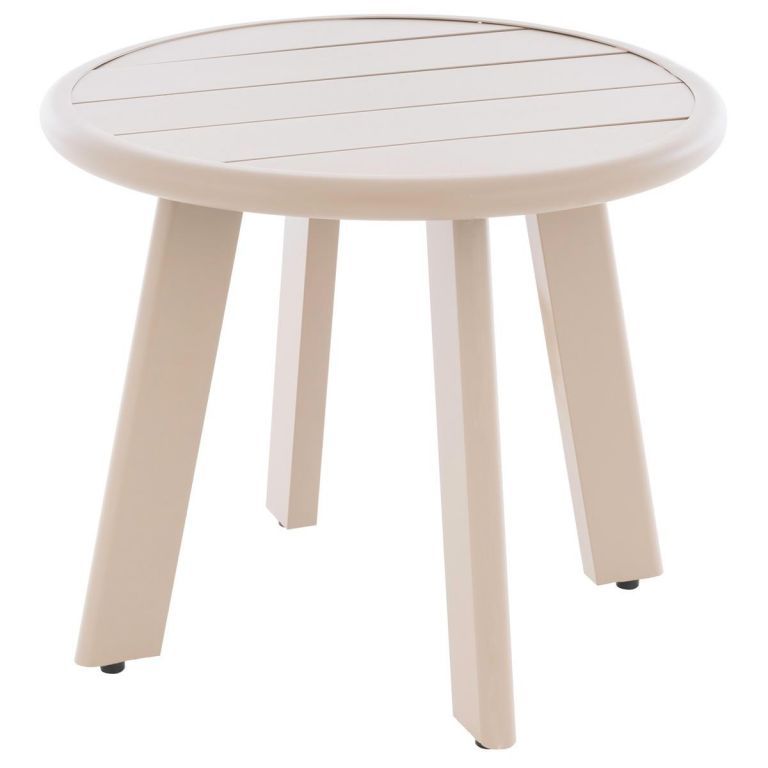 Malý kulatý stolek venkovní, béžový, průměr 52,5 cm, výška 45 cm