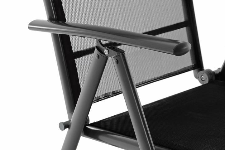 2x zahradní kovová židle, hliník / prodyšná textilie, antracit / černá