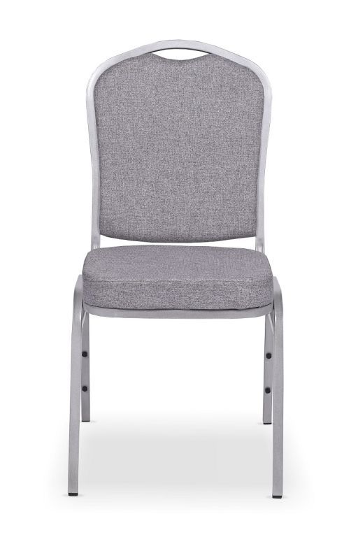 Interiérová pevná židle s vysokou nosností 150 kg, kov / textilie, šedá