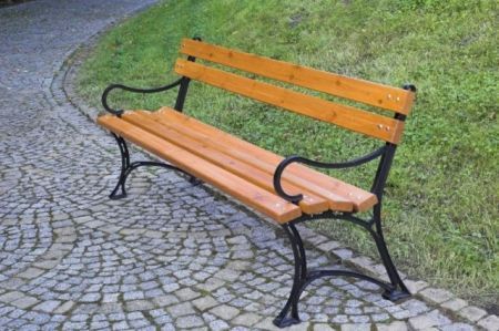 Venkovní lavička s patkami pro přišroubování, kov / dřevo, 180 cm