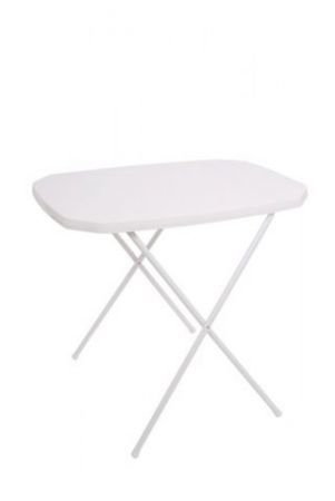 Kempinkový rozkládací stolek, bílý, hliník / plast, 53x70 cm