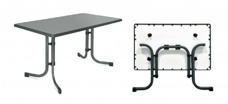Kovový skládací stůl obdélníkový, horní deska sevelit, 115x70 cm