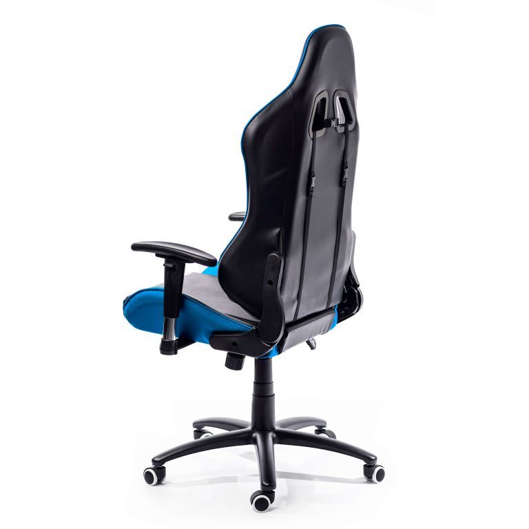 Luxusní polstrovaná kancelářská židle, nastavitelná, modrá / černá
