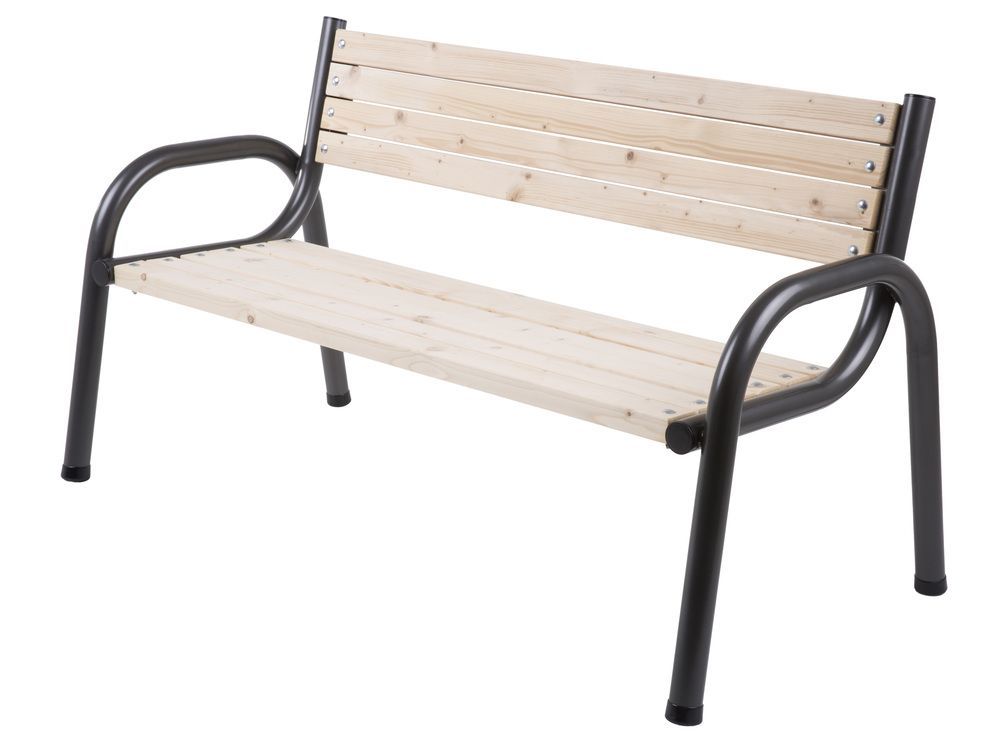 Masivní venkovní lavička, dřevo + ocelový rám, vysoká nosnost, 170 cm
