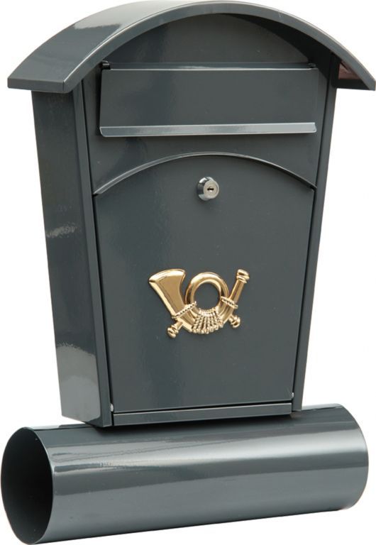 Ozdobná poštovní schránka pro domy s částí na noviny, šedá, 48x28x8cm