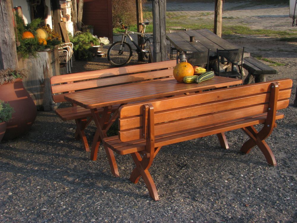 Dřevěná zahradní lavice z masivu, bez područek, impregnovaná, 160 cm