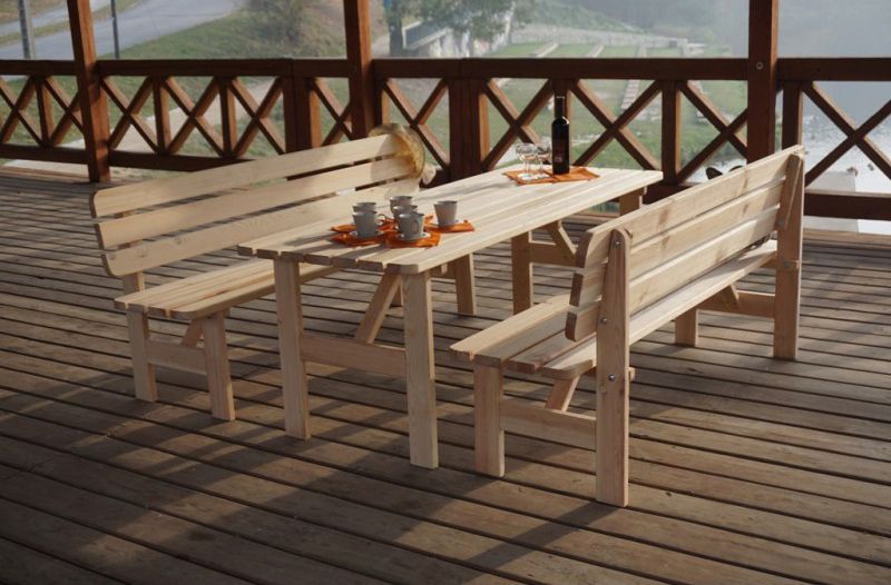 Masivní venkovní stůl z borovicového dřeva, nelakovaný, 180 cm