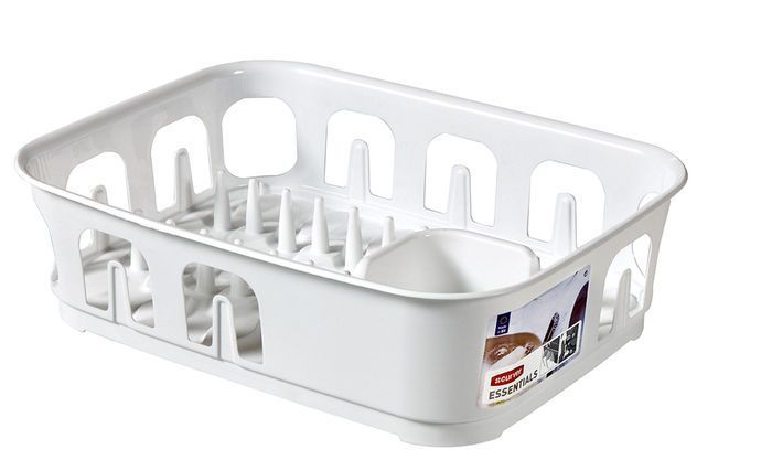 Odkapávač na nádobí plastový, obdélníkový, bílý