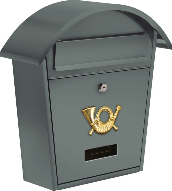Poštovní schránka ocelová venkovní / vnitřní, uzamykatelná, šedá, 38x32x10,5cm