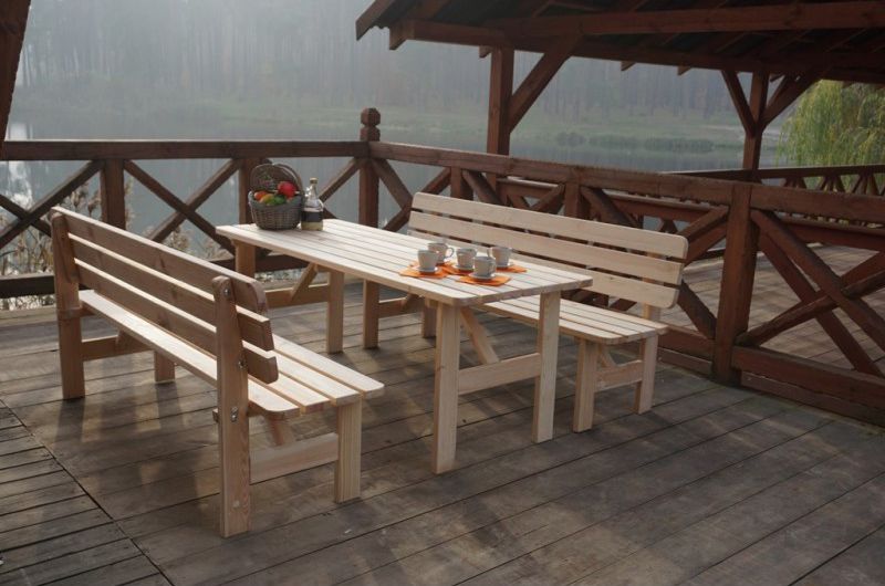 Dřevěný masivní stůl venkovní, obdélníkový, nelakovaný, 200 cm