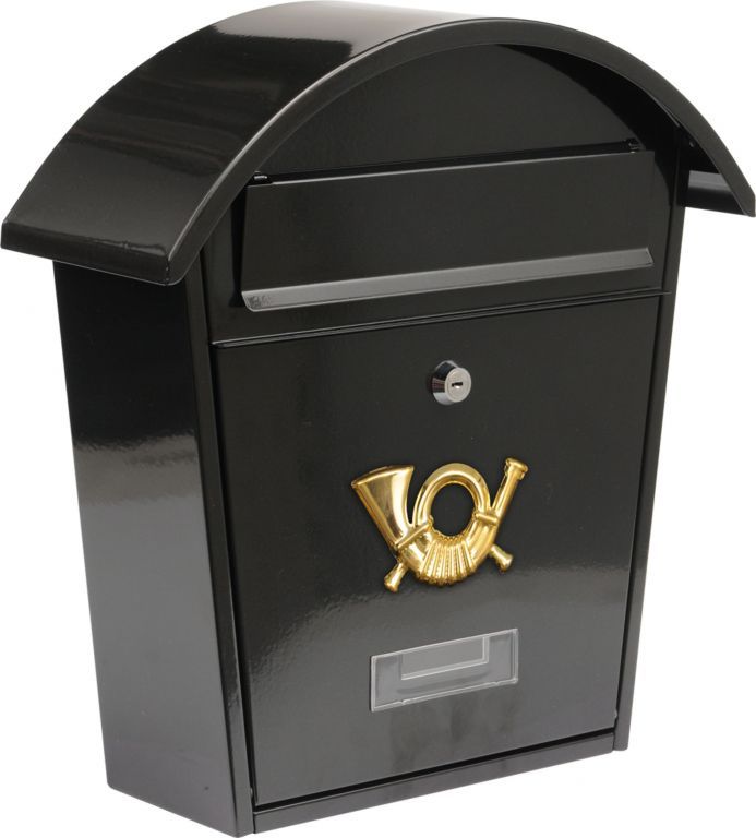 Poštovní schránka ocelová venkovní / vnitřní, uzamykatelná, černá, 38x32x10,5cm
