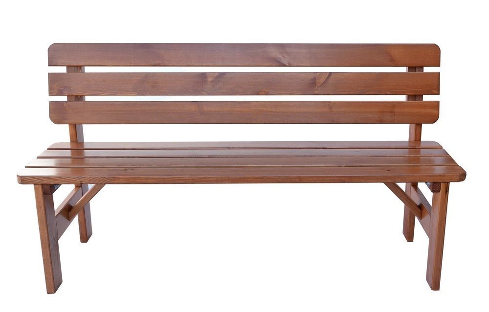 Venkovní dřevěná lavice z masivu v klasickém stylu, lakovaná borovice, 150 cm