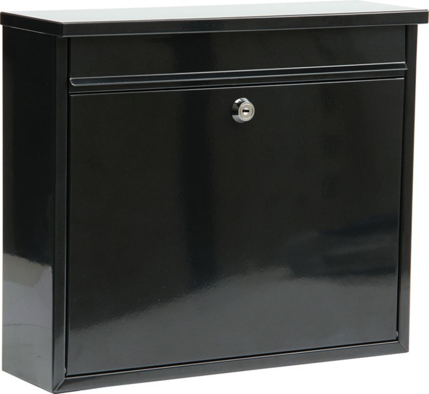 Nástěnná poštovní schránka pro domy / byty, obdélníková, černá, 31x 36x10cm