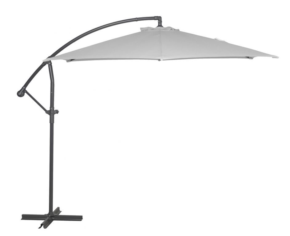 Moderní boční slunečník s křížovým stojanem šedý, otočný, nastavitelný, průměr 3 m