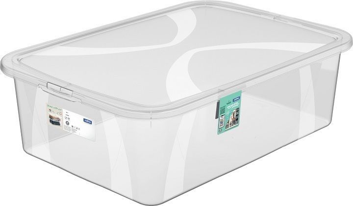 Průhledný box krabice s víkem pro uložení věcí v domácnosti / v dílně 29 L, 39x17x57 cm