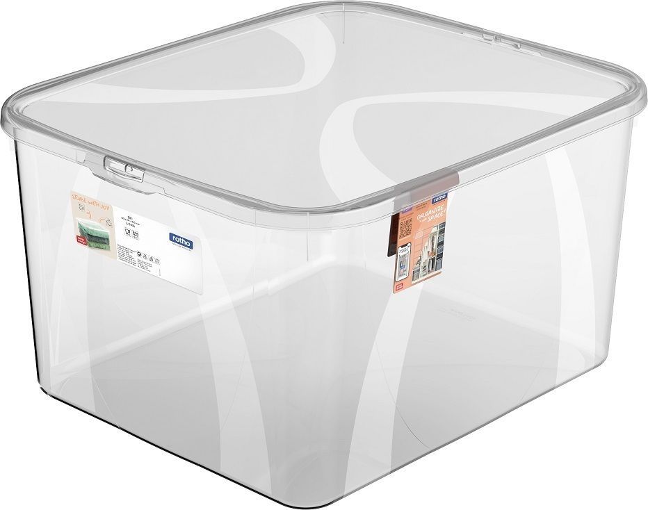 Průhledný box krabice s víkem pro uložení věcí v domácnosti / v dílně 25 L, 35x23x42 cm