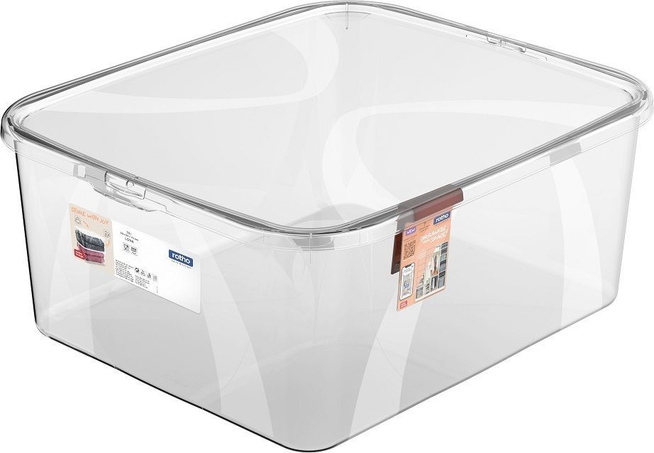Průhledný box krabice s víkem pro uložení věcí v domácnosti / v dílně 19 L, 35x17x42 cm