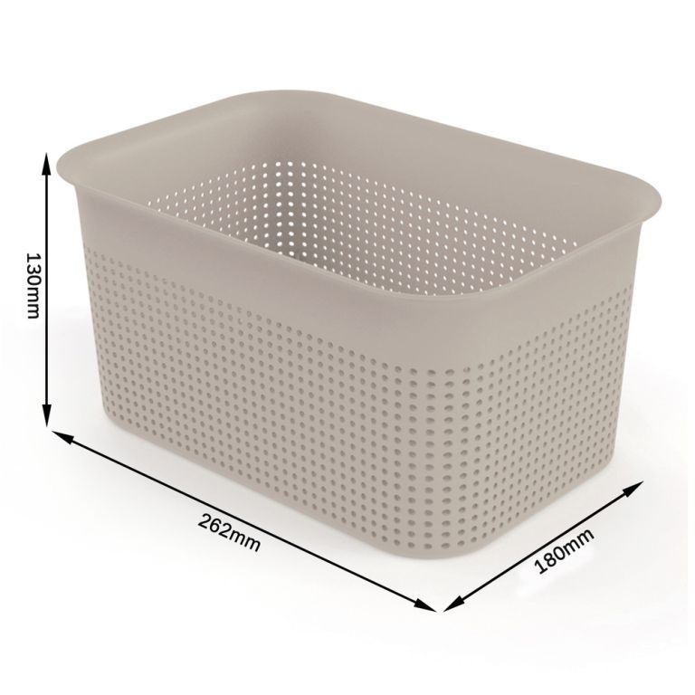 Plastový box bedýnka bez víka pro uložení věcí v domácnosti, cappuccino, 4,5 L, 26x18x13 cm
