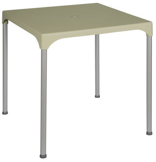 Plastový stůl s odnímatelnými hliníkovými nohami venkovní béžový, 70x70 cm