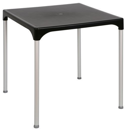 Plastový stůl s odnímatelnými hliníkovými nohami venkovní černý, 70x70 cm