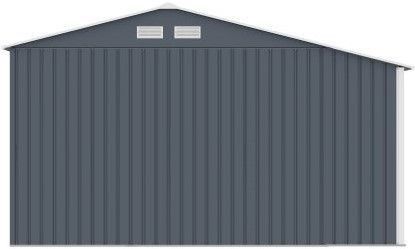Moderní kovový stavebnicový zahradní domek s dřevníkem šedý 342x191x202 cm