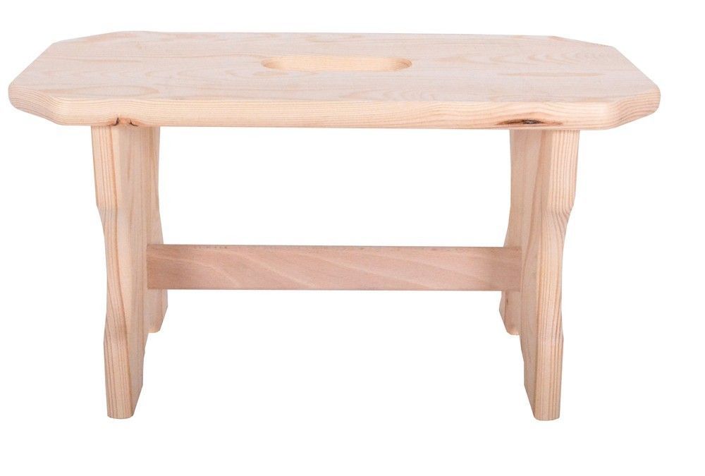 Malá masivní dřevěná stolička bez opěrky, borovice nelakovaná, 39x19x21 cm