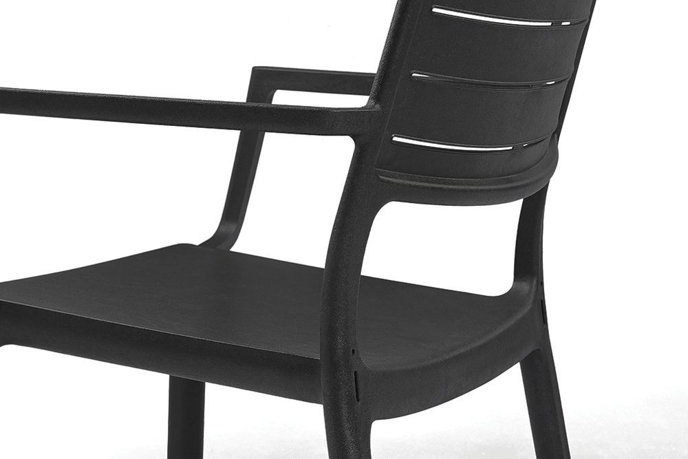 Venkovní jídelní židle ke stolu tmavě šedá plastová v kovovém vzhledu